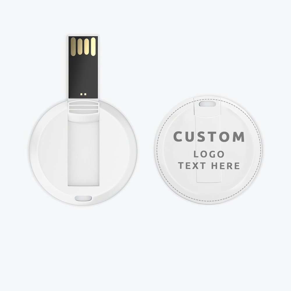 Round Card Custom USB Flash Drive, Personalized Circle Shaped USB Drives for Business Promotions, Wedding Favors, Corporate Gifts, Brand Events, Optional Custom Packaging (8GB,50PCS)
