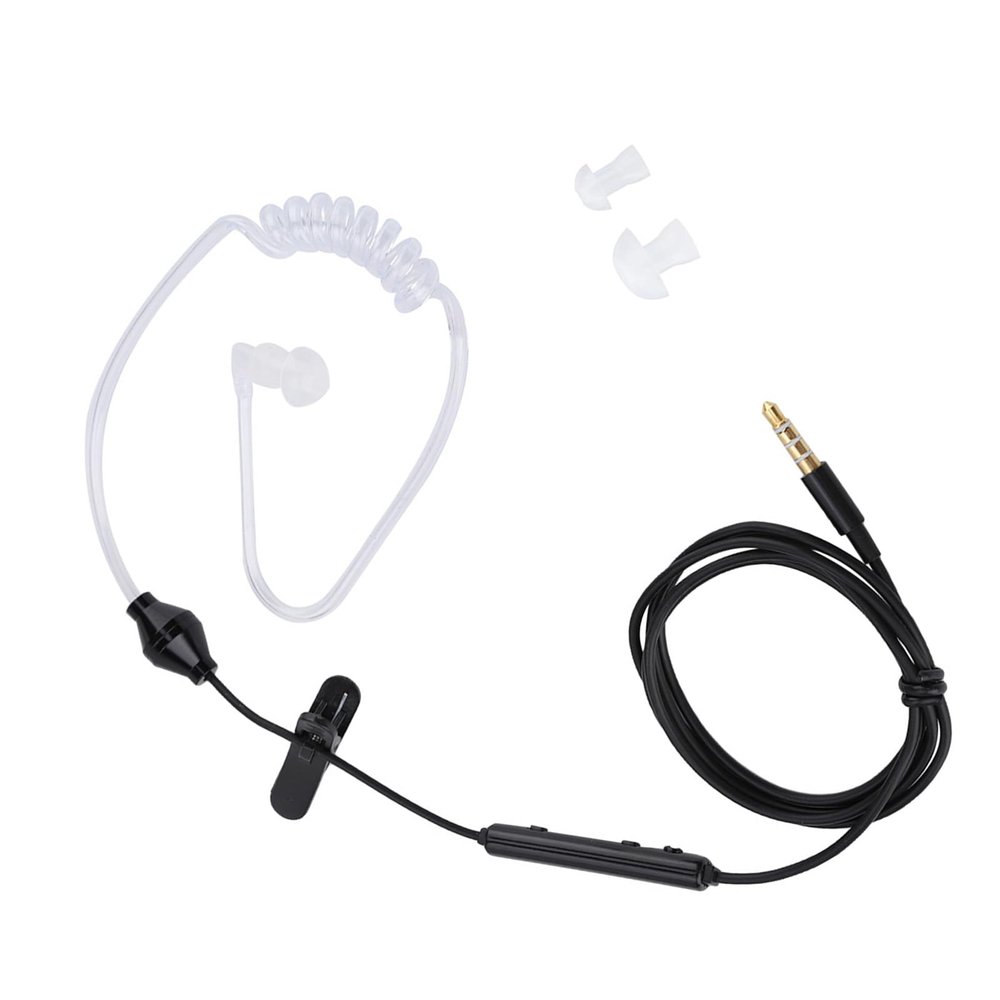 Air Tube Security Earpiece with Mic, Professional Noise Canceling Headset for Driving and Exercising, Compatible with iOS (Black line White Tube