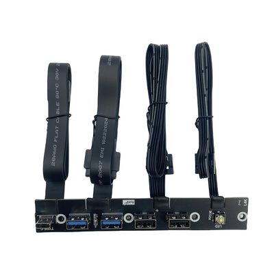 5Ports USB PC Front IO Panel Bracket 2*USB3.0 + 2*USB2.0 + 1*USB-C 20G with LED Switch for PC Case Desktop Chassis L4K 50CM (Black)