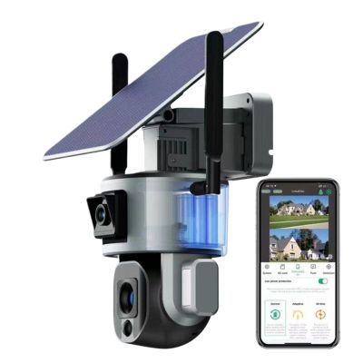 Cameras for Home Security Outdoor 4G Solar Camera 8MP 4K Dual Scrceen 10X Optical Zoom Two-way Audio Color Night Vision CCTV Surveillance IP Camera with Motion Detection(Wifi No Zoom No Card)