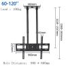 Adjustable TV Stand And Wall Mount - TV Lift TV Mount, For 60-120 Inch TV Screen Double Pole Ceiling Hanger, Height Adjustable Tilt Ceiling TV Mount, Tilting Telescopic Ceiling TV Mount(1-2.6m) view 2