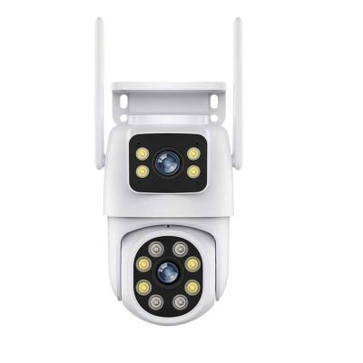 Cameras for Home Security 4K 8MP PTZ Camera Dual Lens Dual Screen IP Camera Outdoor 4MP HD Auto Tracking Security Protection CCTV Surveillance with Motion Detection(4MP Add 32G Card)