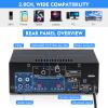 Amplifier Home Audio,BT-398A 2 Channel Bluetooth Audio Amplifier 60Wx2 Stereo Receivers with FM/USB/SD/MIC Inputs for Karaoke,Home Stereo Audio System view 3