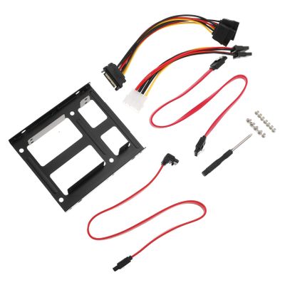 Angoily 1set Hard Drive Mounting Bracket Kit for Dual Ssd Installation Compatible Drives Easy to Install Desktop Cases Includes Power Adapter and Cables