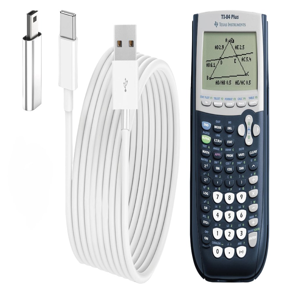 Replacement Lost USB Power Charger Data Cable For Texas Instruments Calculator TI-84 Plus CE Charger, TI84 Plus CE TI 89 Titanium Graphing Calculator Charging Cord, TI Nspire CX II Charger 5FT (White)
