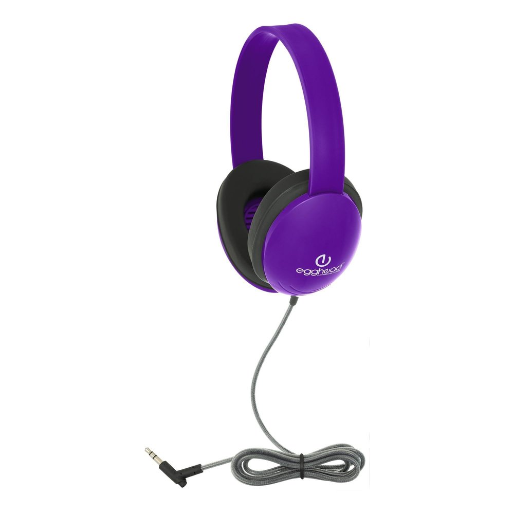 Egghead Heavy-Duty Kids Headphone with Tri-Shield Chew-Resistant Cord, Adjustable Headband, Padded Ear Cushions, and Storage Bag, Pack of 10