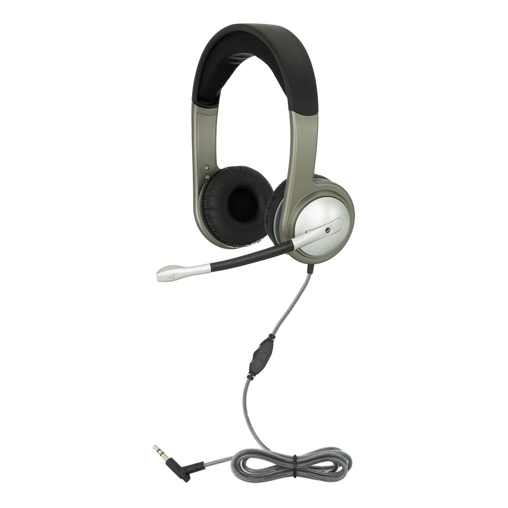 Egghead Deluxe Multimedia Headset with Leatherette Ear Cushions, Adjustable Padded Headband, 360 Pivoting Earcups, Flexible Uni-Directional Microphone