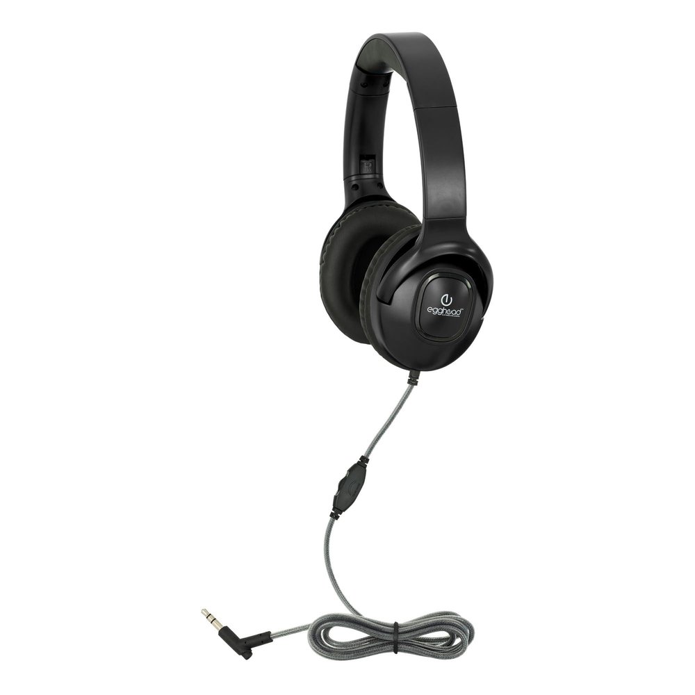 Egghead Premium Foldable Headphone with Padded Ear Cushions, Adjustable Headband, Pivoting Earcups, Tangle-Resistant Cord, and Storage Bag, Pack of 10