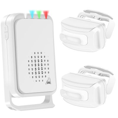 NineLeaf Outdoor Door Sensor Waterproof,Waterproof Door Alarm,Motion Sensor Outdoor,4 LED Lights,17 Voices, 8 Doorbells,IP64,918ft Transmission,Suitable for Home,Offices,1Receiver 2SENSOR