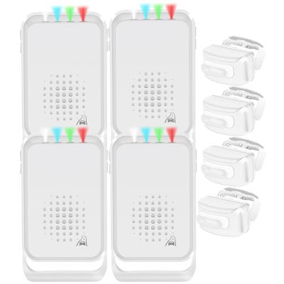 NineLeaf Outdoor Door Sensor Waterproof,Waterproof Door Alarm,Motion Sensor Outdoor,4 LED Lights,17 Voices, 8 Doorbells,IP64,918ft Transmission,Suitable for Home,Warehouses,Offices,Classroom,4PK