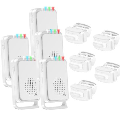 NineLeaf Outdoor Door Sensor Waterproof,Waterproof Door Alarm,Motion Sensor Outdoor,4 LED Lights,17 Voices, 8 Doorbells,IP64,918ft Transmission,Suitable for Home,Warehouses,Offices,Classroom,5PK