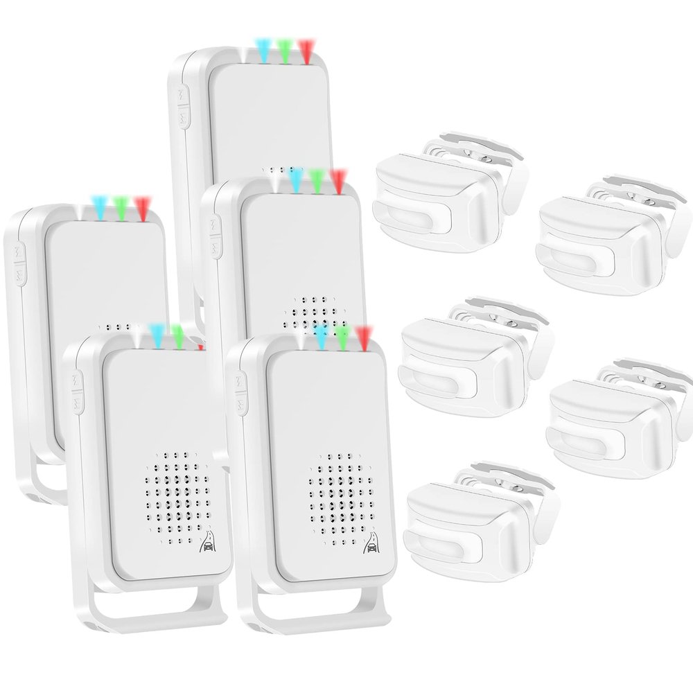 NineLeaf Outdoor Door Sensor Waterproof,Waterproof Door Alarm,Motion Sensor Outdoor,4 LED Lights,17 Voices, 8 Doorbells,IP64,918ft Transmission,Suitable for Home,Warehouses,Offices,Classroom,5PK