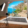 15x10ft Garden Terrace Backdrop Coastal Scenery Blue Sea Flowers Archway Nature Landscape Background Birthday Bridal Shower Party Supplies Kids Adult Portrait Photography Photo Studio Props view 4