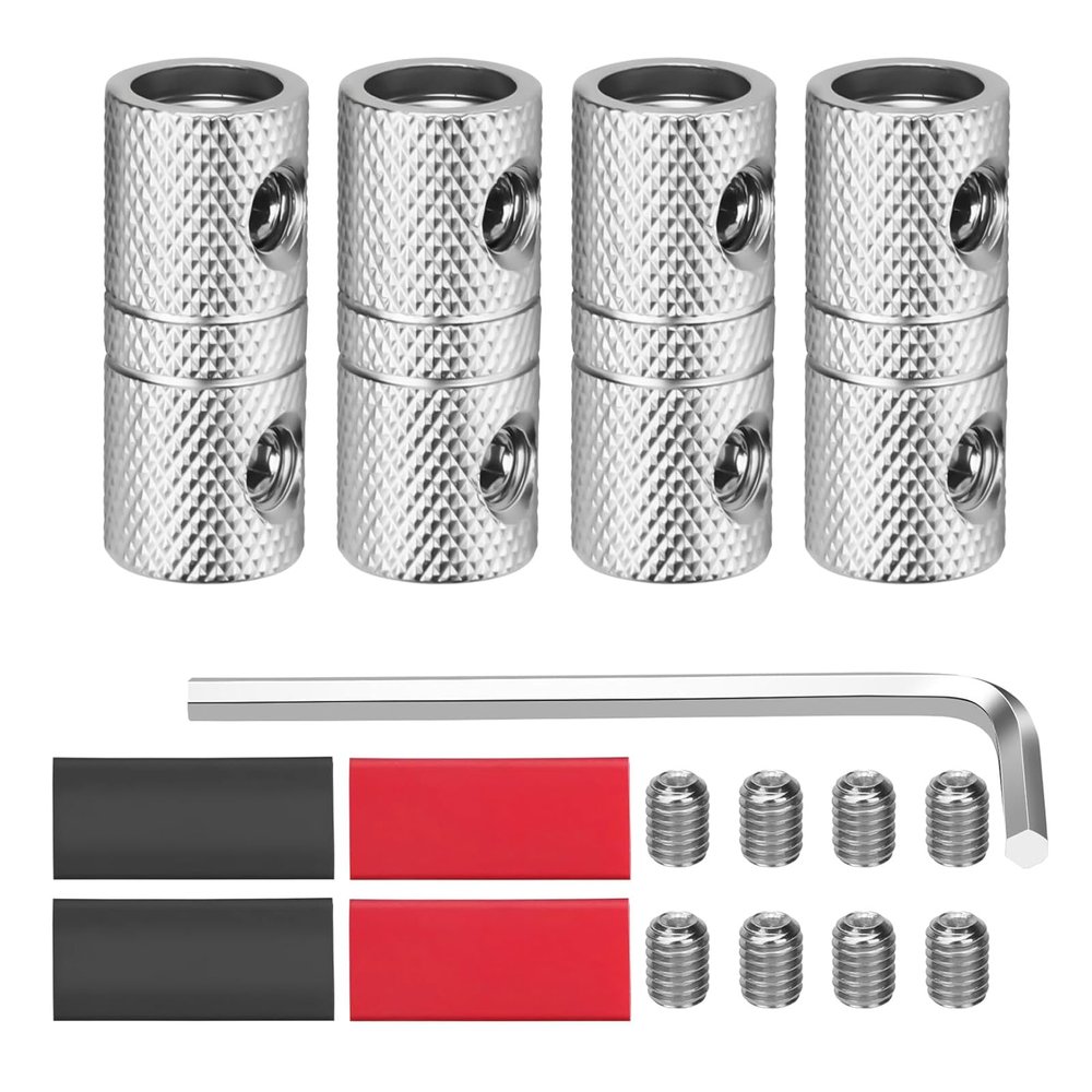 0 Gauge Wire Coupler Terminals Stereo Car Metal Terminals Butt Connector For 0-2 Gauge Wire With Wrench Screw