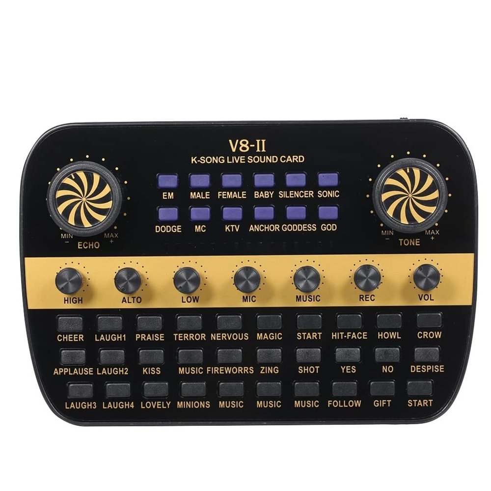 8KLANMMQ V8 Live Sound Card Intelligent Volume Adjustable Audio Mixer Sound Card for TER PC Live Sound