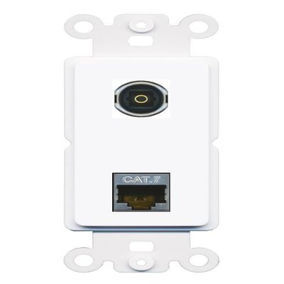 RiteAV CAT7 TOSLINK Rocker Insert Wall Plate Module [White]