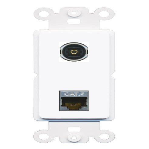 RiteAV CAT7 TOSLINK Rocker Insert Wall Plate Module [White]