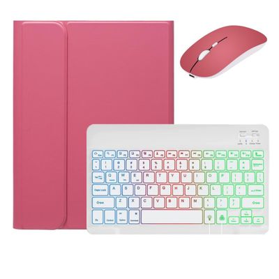 kaidisen Backlit Keyboard for iPad Pro 11 inch (M5/M4) 2025/2024 Case with Mouse and Detachable RGB Colorful Backlight Color Keyboard Case,Dark Pink+White