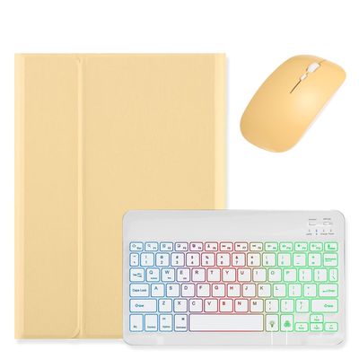 kaidisen Backlit Keyboard for iPad mini (A17 Pro) 2024/ iPad mini 6th Generation Case with Mouse and Detachable RGB Colorful Backlight Color Keyboard Case,Yellow+White