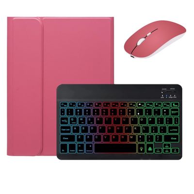 kaidisen Backlit Keyboard for iPad mini 5th Generation / 7.9" Mini 4 Mini 5 Case with Mouse and Detachable RGB Colorful Backlight Color Keyboard Case,Dark Pink+Black