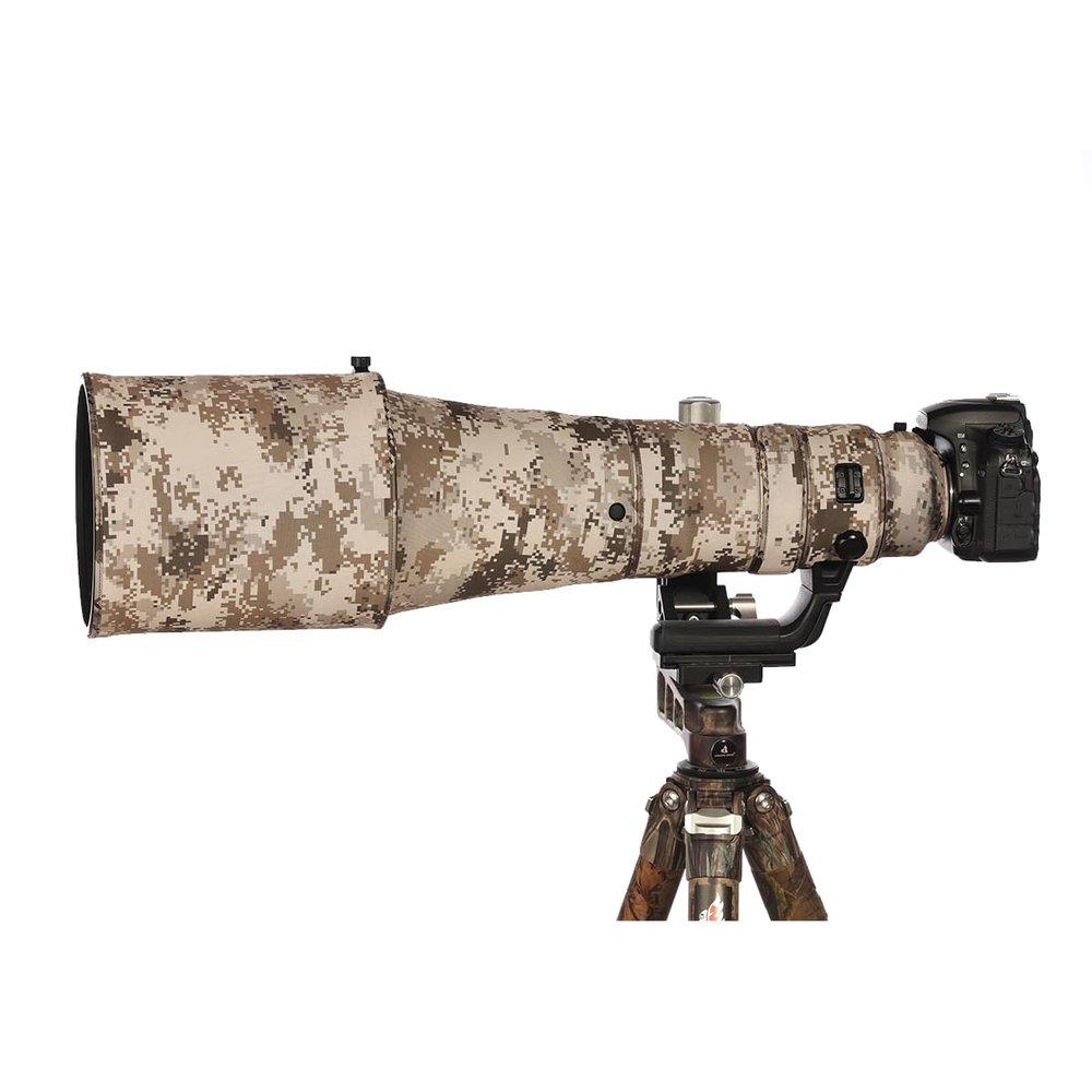 CHASING BIRDS Lens Camouflage Waterproof Coat for Nikon AF-S 600mm F4 E FL ED VR Rainproof Lens Protective Cover Version III (Brown Grid, with 2.0X TC (TC-20E II))