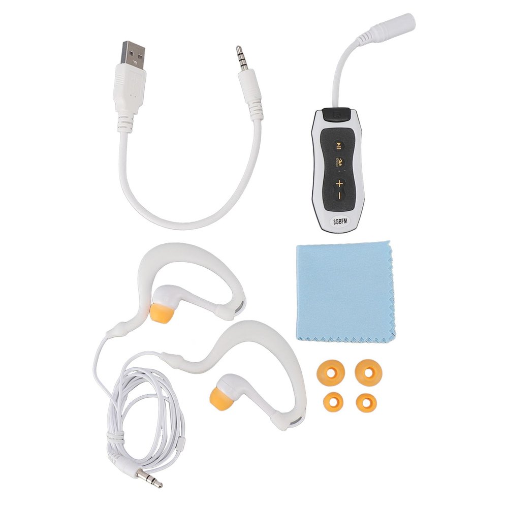 IPX8 Waterproof MP3 Player for Swimming, 8GB Waterproof Headset, Premium ABS Material, Bone Conduction Audio, Open Ear Cordless, Easy Cleaning, USB Transfer (8GB)