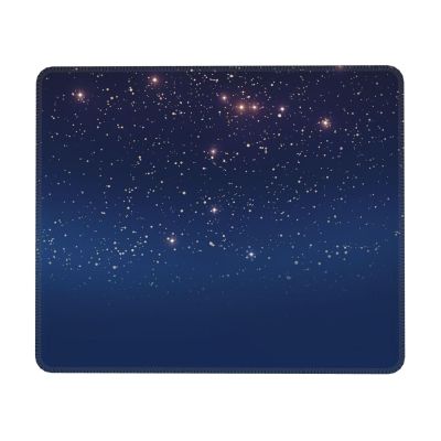 Navy Blue Sky and Stars Mouse Pad with Non-Slip Rubber Base, Waterproof Gaming Mousepad with Stitched Edge, Laptop Mousemat Washable Mousepads, Mice Pad for Computer Office 7.9 X 9.5 in