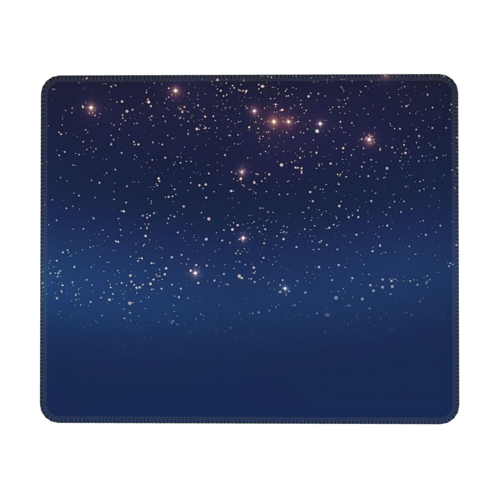 Navy Blue Sky and Stars Mouse Pad with Non-Slip Rubber Base, Waterproof Gaming Mousepad with Stitched Edge, Laptop Mousemat Washable Mousepads, Mice Pad for Computer Office 7.9 X 9.5 in