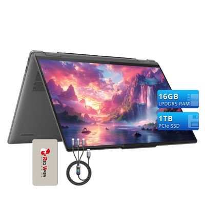 Lenovo Yoga 7i 2-in-1 Laptop, 16" WUXGA Touchscreen Display, Intel Ultra 7 155U, 16GB LPDDR5X, 1TB PCIe SSD, Backlit Keyboard, Fingerprint Reader, Gray, Windows 11, 128GB Docking Station Set