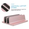 Angoily Vertical Laptop Stand with Double Slots Durable Aluminum Holder for Office and Home Optimized Stability for Laptops Tablets and Phones Rose Gold Color view 4