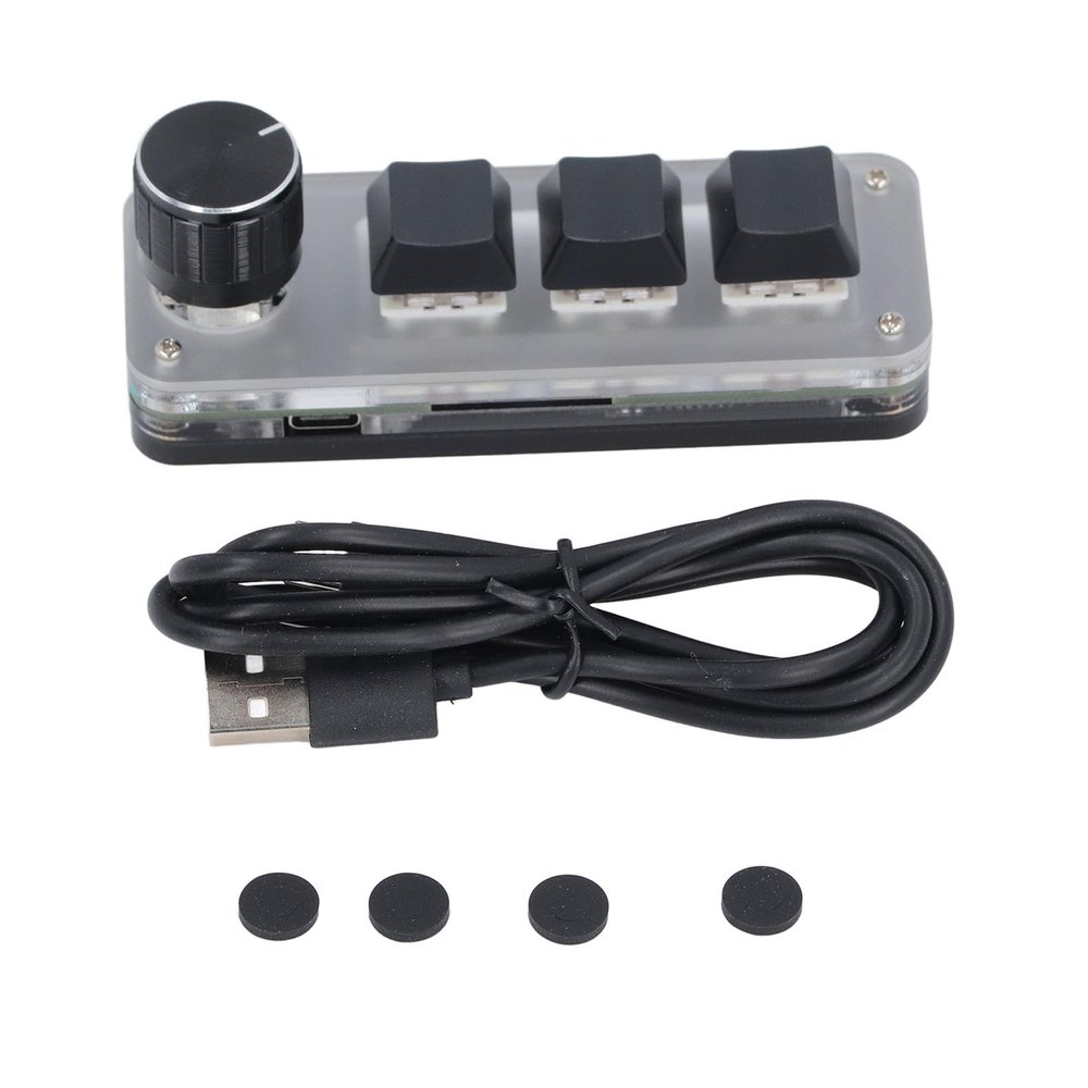 Custom Keypad 3 Key Mini Mechanical Keypad RGB LED Dustproof Red Switch USB C Connection Suitable for Game Music Control