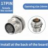 5Pcs M12 Male and Female Socket 4 5 8 pins Weld IP67/68 Install Front/Rear Panel Waterproof Circular connectors (Behind The Board (with a 16mm Opening),17P Female  5Pcs,Wire bonding Type) view 2