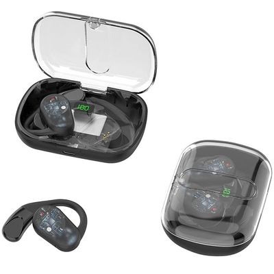 JNXIKOU Open Ear Bluetooth Headphones with Ear Hooks On-Ear Wireless Headset with Microphone, Bluetooth 5.3 Touch Control Air Conduction Sport Ear Buds IPX5 Waterproof Headsets for Workouts, Black