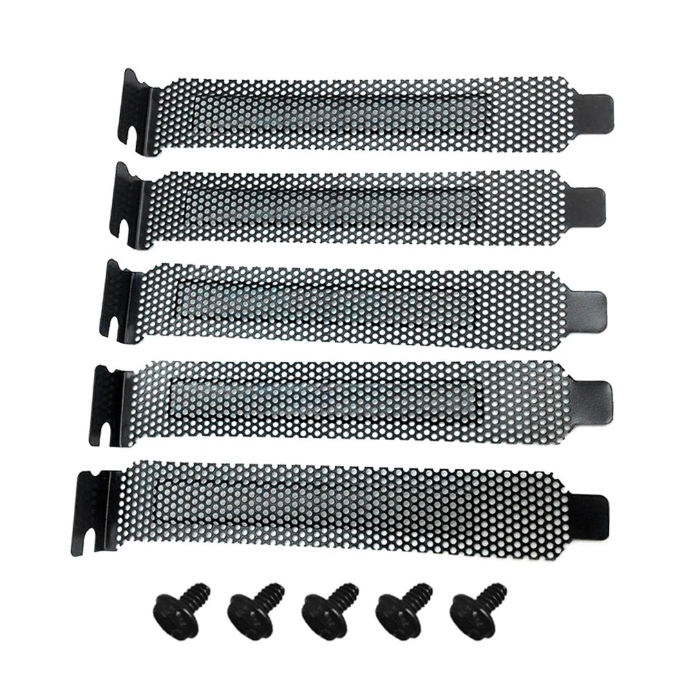 CLOTHBAG PCI Slot 5PCS Black PCI Bracket Vented Slot Covers Hard Steel Filter Blanking Plate with Screws for Computer