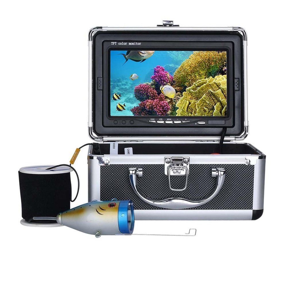 Kngiybo 7" DVR Fish Finder Underwater Fishing Camera Ice Fishing Camera Underwater Recorder 1000TVL W/30pcs Lights Ice Fishing Fish Finder for Ice/Sea/River/Boat Fishing(Size:15M)