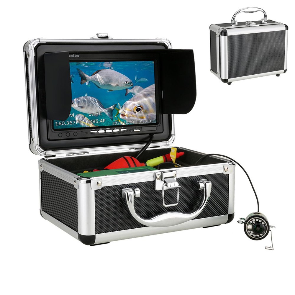 7" DVR Fish Finder Underwater Fishing Camera Ice Fishing Camera Underwater W/12pcs Infrared Lights Ice Fishing Fish Finder for Ice/Sea/River/Boat Fishing with Depth and Temperature Display(Size:15M)