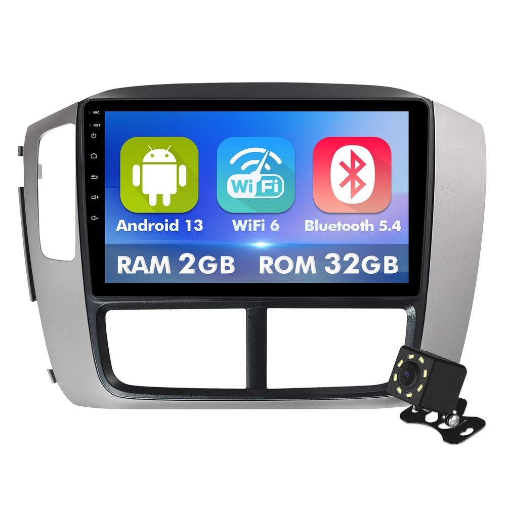 10.1 Inch IPS Touchscreen Android 13 Car Stereo for Honda Pilot 2006-2008 with Wireless CarPlay & Android Auto 2+32GB Car Radio, Support GPS, WiFi 6, Bluetooth,5.4, FM, Backup Camera, SWC, Dual USB