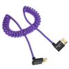 Alvin's Cables 8K HDMI 2.1 Cable 8K@60Hz 4K@120Hz High-Speed Braided Coiled Cable for Atomos Ninja,for Feelworld,for Sony FS5 FS7 FX9,BMPCC,for Canon C300 C500,Left to Up Angle Purple view 4