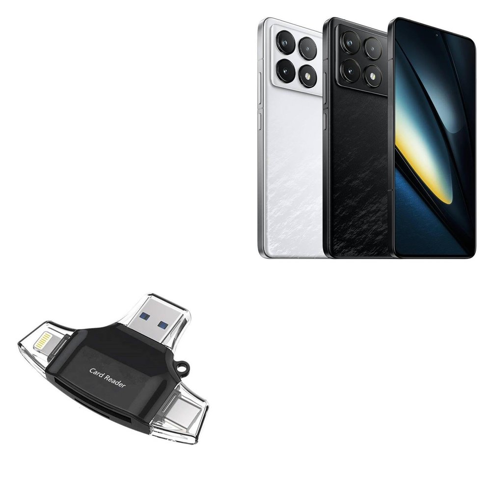 BoxWave Smart Gadget Compatible with Poco F7 Pro - AllReader SD Card Reader, microSD Card Reader SD Compact USB - Jet Black