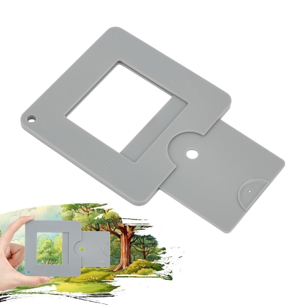 DELORIGIN 2pcs View Finder with Sliding Mechanism Color Isolation View Finder Gray Scale Value Finder View Catcher Composition Tool for Artists Painting Drawing Photography Sketching