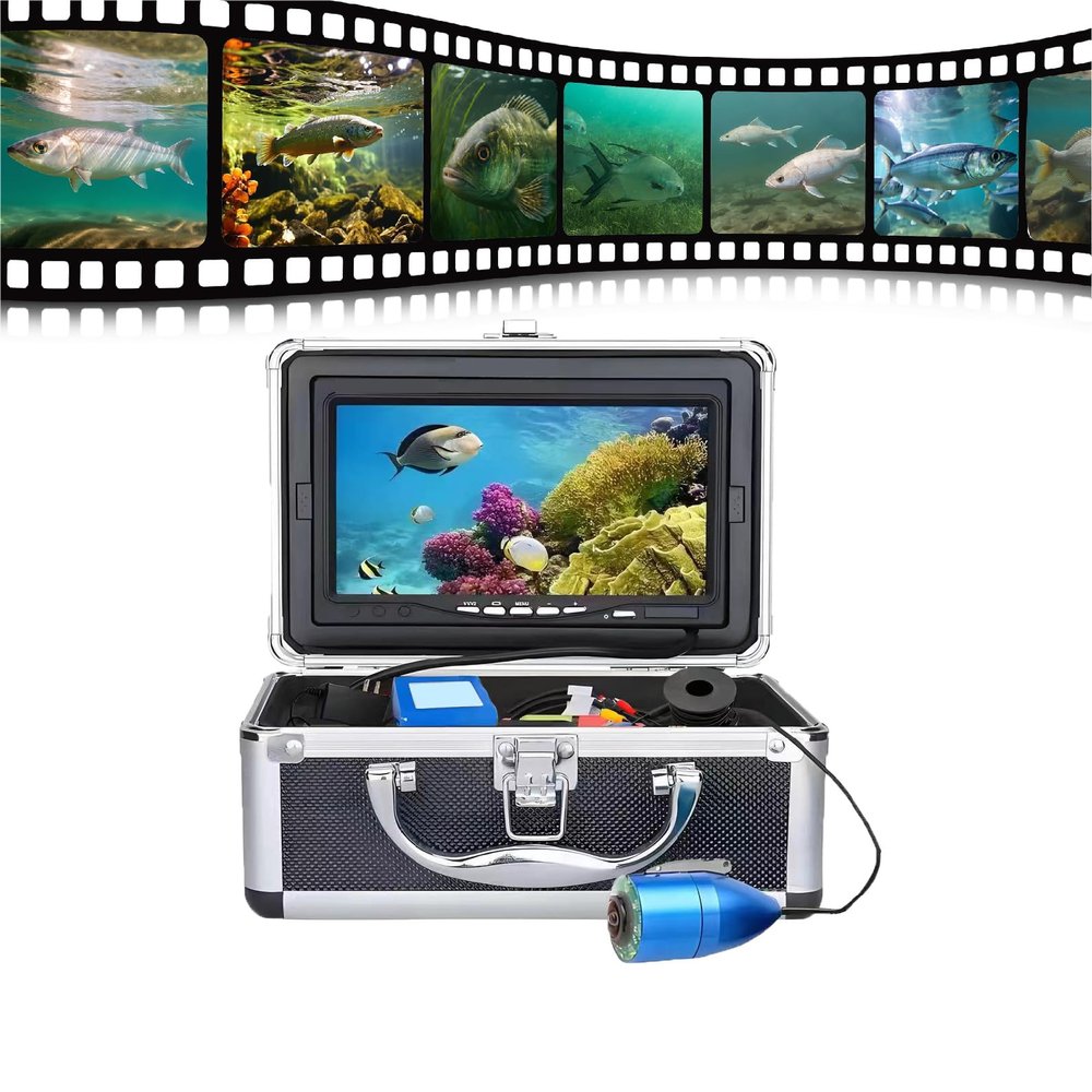 Homesally Under Water Cameras for Fishing, Fish Camera Underwater for Fishing 10000mah Fish Camera with 7 Inch LCD Monitor, Waterproof Camera, 195 Wide View, Live Scope Fish Finder for Ice Fishing