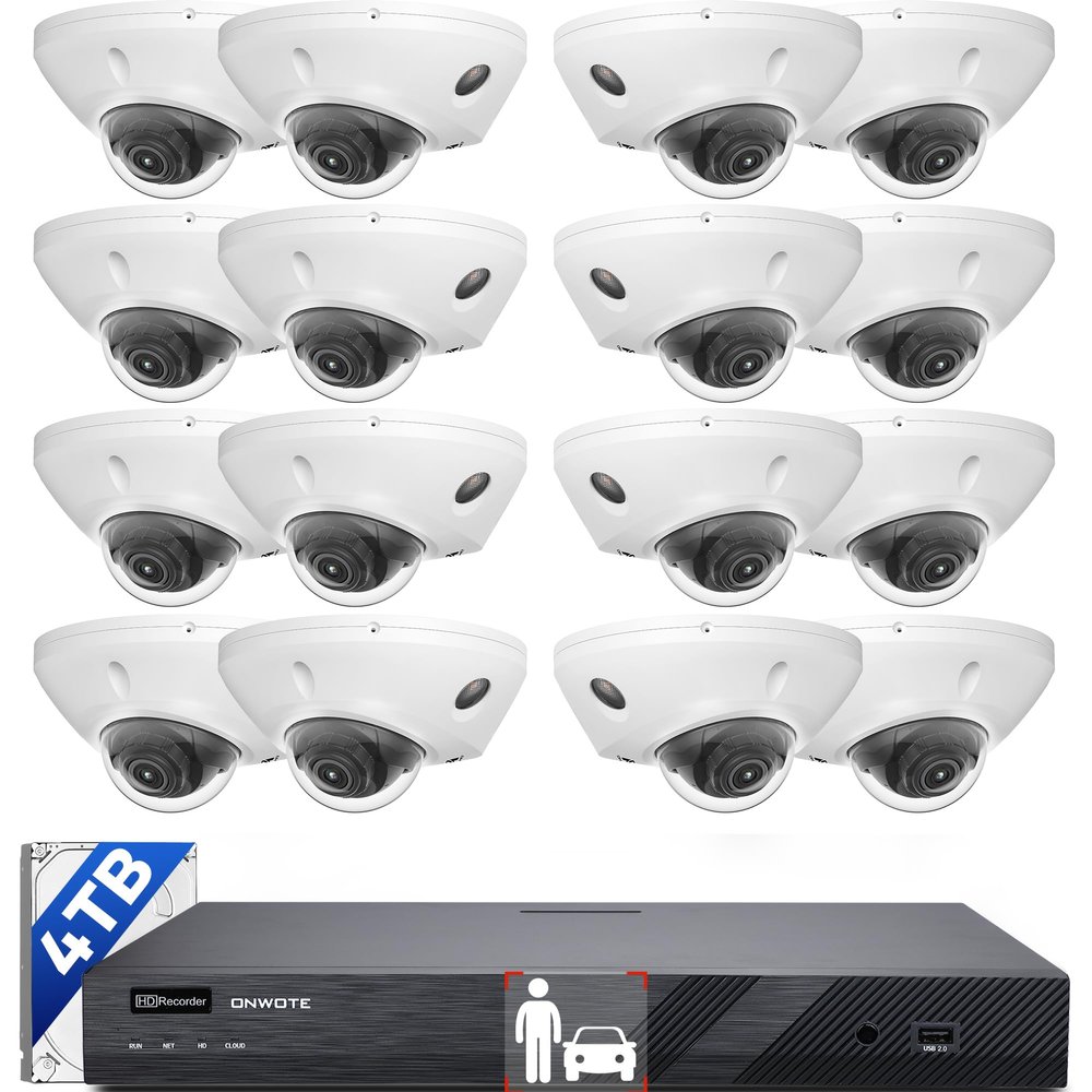 ONWOTE 16 Channel Security Camera System, Face Recognition & AcuSearch, 2 Way Audio, Smart AI Color Night, 16x 5MP 30FPS Vandal Proof PoE IP Cameras,16CH 6K 4K 12MP Commercial NVR, Total 1280ft Cables