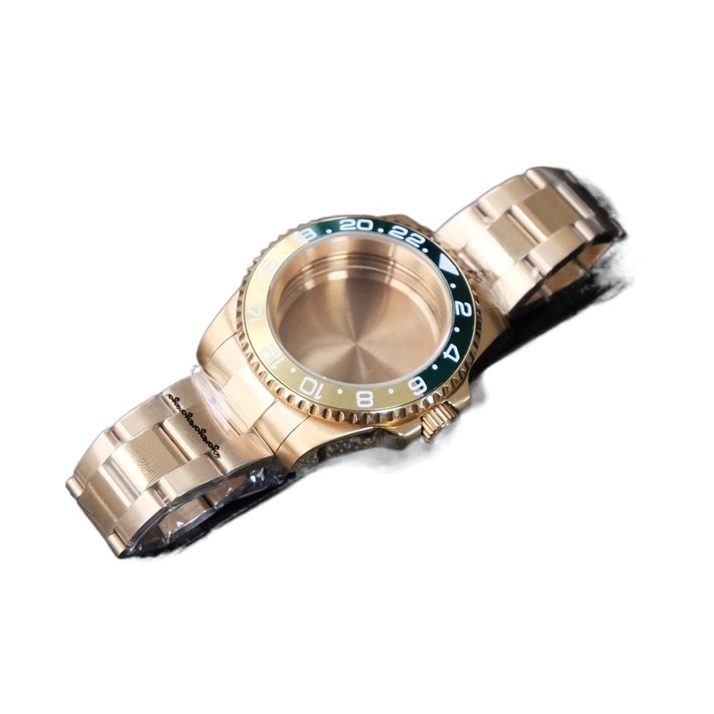LFVFGHARAL Watch Case NH35 NH36 Movement Sapphire Crystal Watch Accessories Parts PVD Gold watch case(A2)