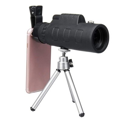 DONGDAWAN Portable Monocular 50X Optical Glass Phone Lens Zoom Telescope Telephoto Mobile Phone Lens Camera Lens for Smartphones with Clip + Tripod for Adult Bird Watching Outdoor Travel Sightseeing