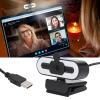 1080P HD Webcam, USB 2.0 Plug and Play Computer Web Camera, Adjustable Streaming Camera with Wide Angle Lens, Ring Light and Microphone for Video Streaming, Conference view 2