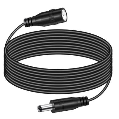 16FT/5M 12V DC Power Extension Cable  2.1mm x 5.5mm Male to Female Cord, Compatible with Security Cameras, CCTV, Routers, LED Lights, Pure Copper Wire for Stable Power Transmission