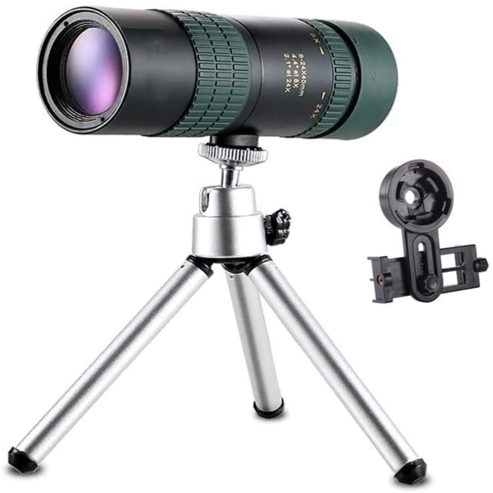 DONGDAWAN High Power Binoculars, 8-24x30 Monocular Telescope, Zoom Telescopic Monocular Telescope with Portable BAK4 Prism Lens Spotting Scope with Smartphone Adapter and Tripod for Indoor/Outdoor