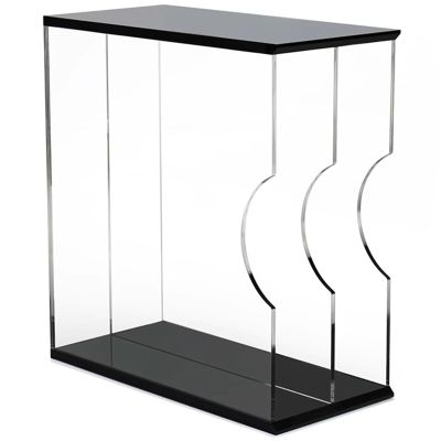 LZMZMQ Acrylic Vinyl Record Holder, Small Countertop Albums Books CDs Storage Organizer Box 1 2 3 Tier, for Tea House/Bedroom/Study/Bars/Living Room/Restaurants(Black+Clear,2 Grids)