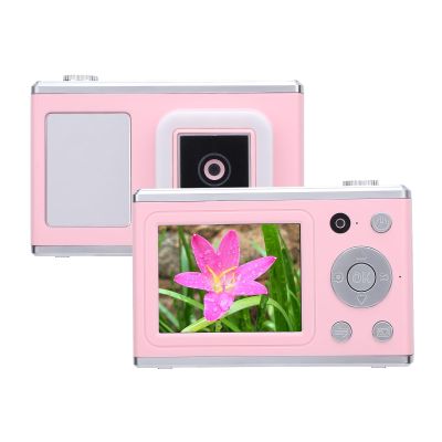 Digital Camera, HD 1080P Camera for Photography, 48MP CCD Video Camera, Front Rear Dual Cam, Selfie Mirror, LED Fill Light, 2.4in Screen Compact Camera for Teens Adults (Pink)