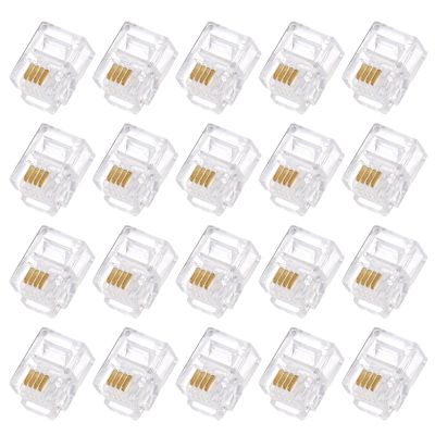 uxcell Telephone Modular Plug Male RJ11 Connectors, Copper Core 6P4C Clear 20pcs